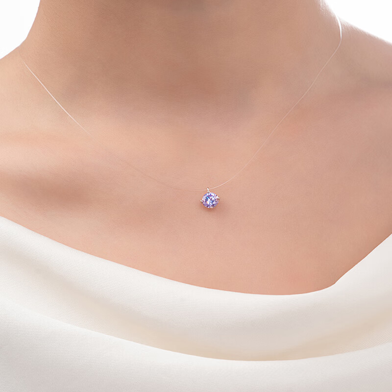 周大生*DC余生有你人鱼之泪项链925纯银项链生日礼物送女生闺蜜 人鱼之泪项链（紫色）