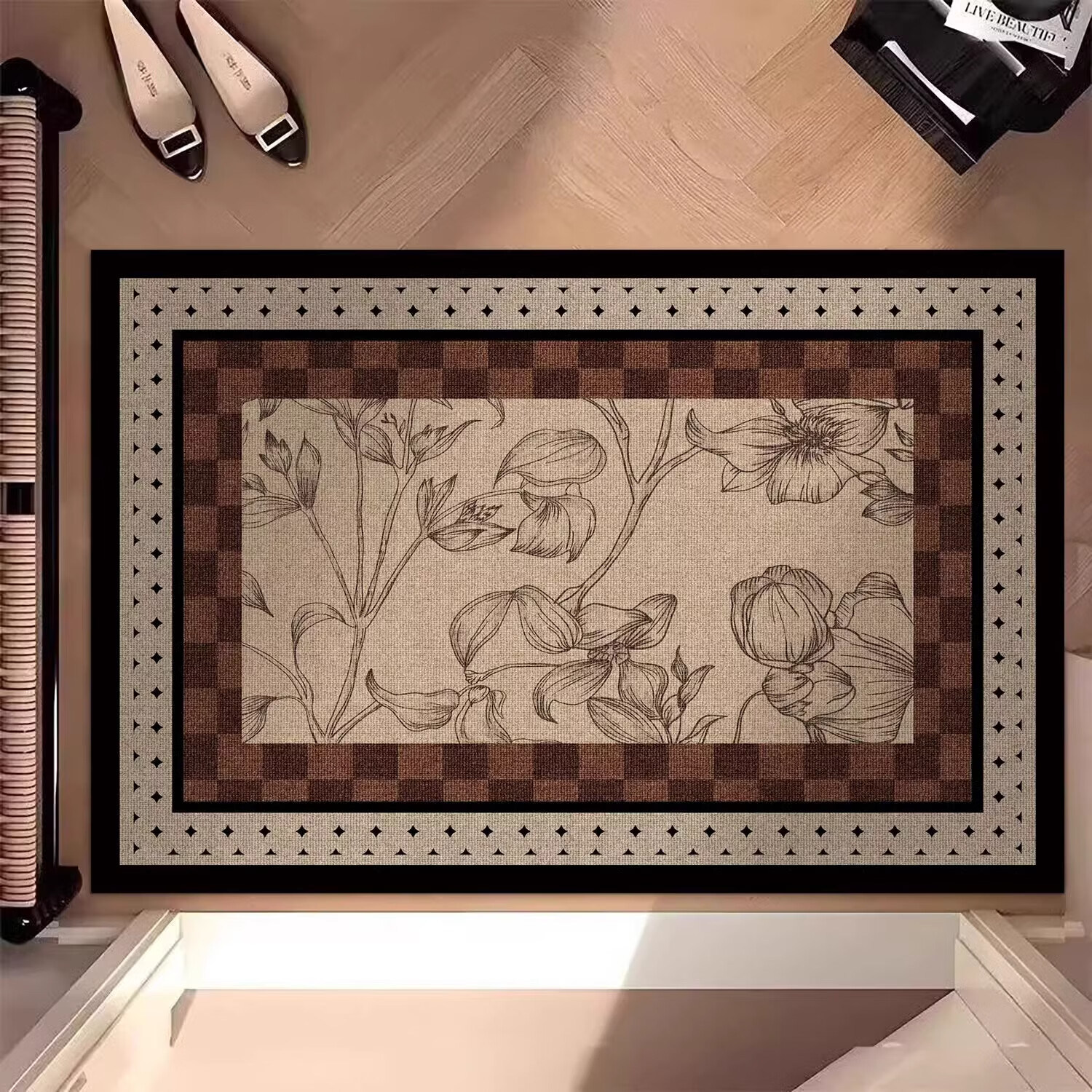 KAYE硅藻泥浴室地垫卫生间门口速干吸水垫子淋浴房防滑垫家用入户脚垫 GZN-K华语-香水百合 40X60cm