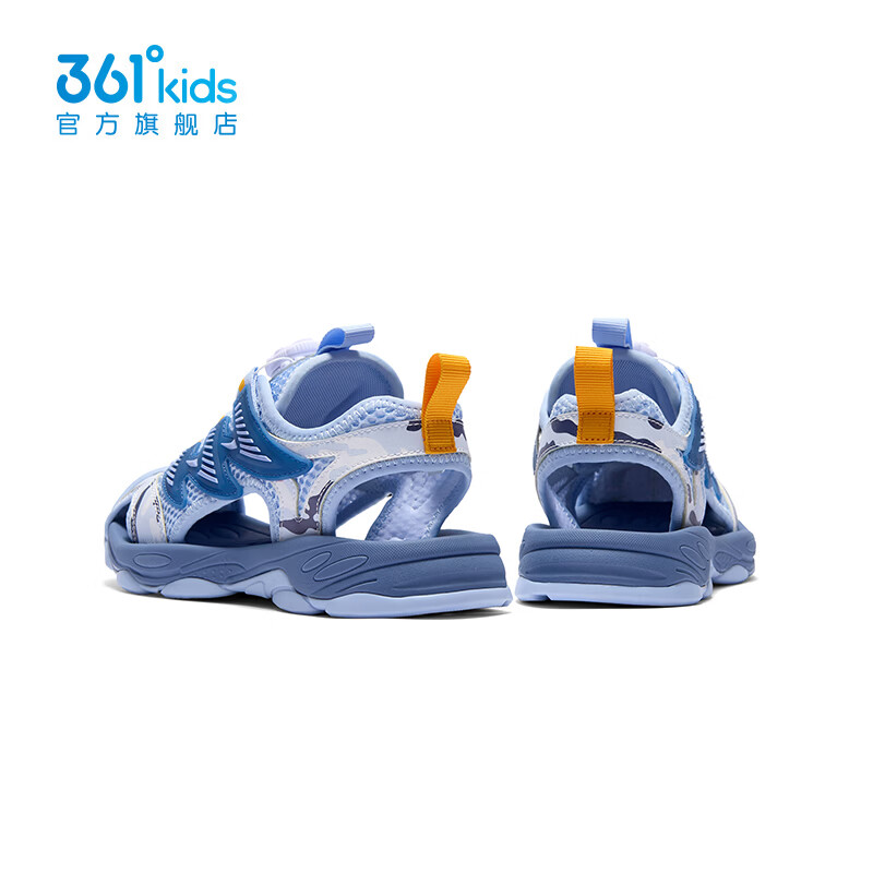 361°童鞋男童包头凉鞋儿童旋钮扣夏季中大童鞋溯溪鞋运动鞋男童鞋 幻象蓝/永恒蓝色/361度白 33