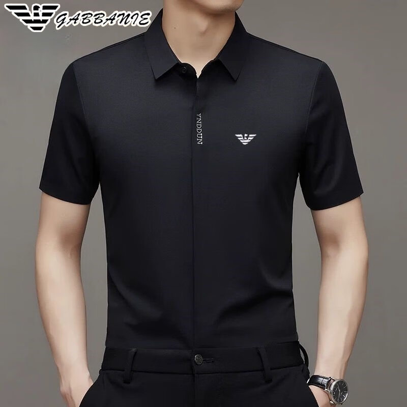 阿玛尼（ARMANI）正品男夏季新款男士无痕冰 丝短袖衬衫男装薄款弹力免烫衬衣高端 十大奢侈品男装国际一线品牌GA_2506白色 XL 175_