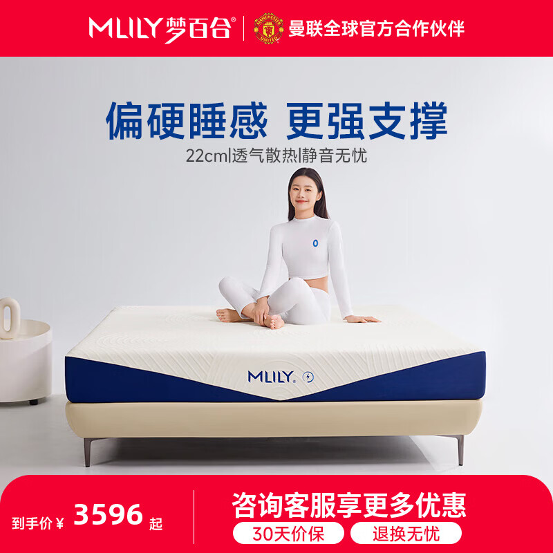 梦百合【DR专属】床垫快充独袋弹簧记忆棉护脊床垫 家用双人席梦思 小蓝钻-偏硬睡感更强支撑22cm 1.8米*2米