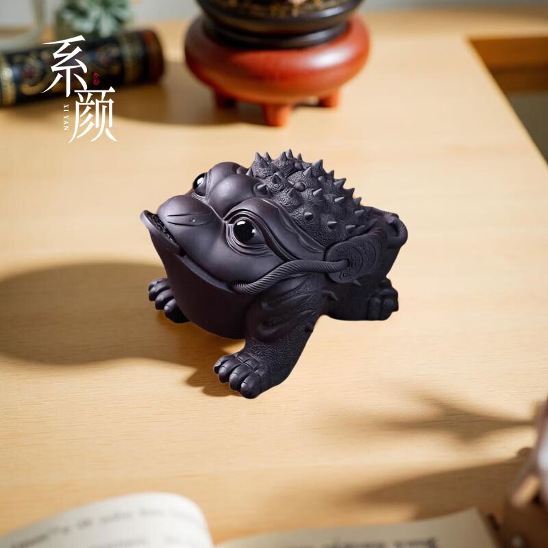 系颜可养三足金蟾紫砂茶宠摆件精品蟾蜍招财茶桌茶盘茶玩创意礼品 小号泥珠金蟾 京东折扣/优惠券