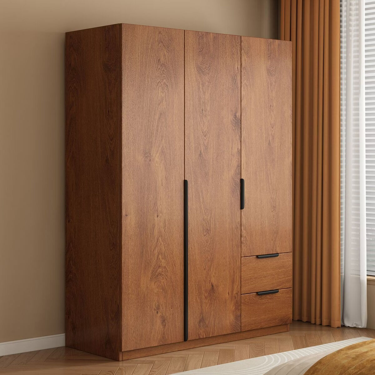 溥畔衣柜家用卧室2025新款爆款简易收纳柜子出租房定制工厂直销挂衣橱 [白胡色]240主柜+顶柜+角柜 包安装