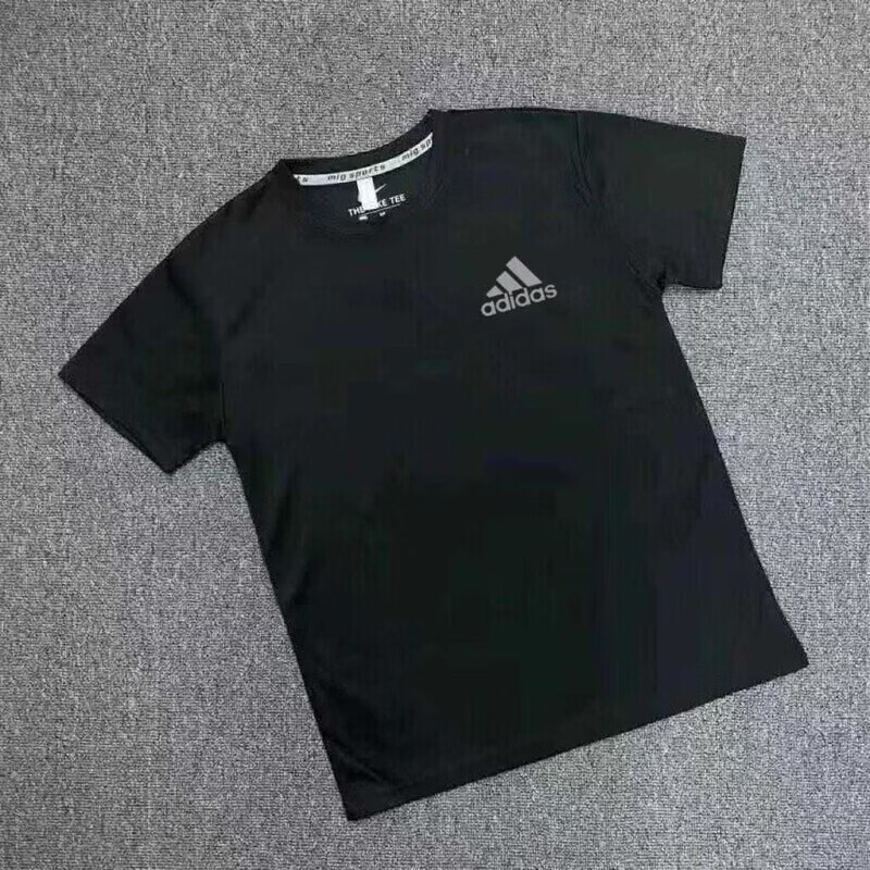ADIPRENE阿迪达斯夏季速干体育套装田径健身男女运动训练短裤三分跑步马拉 阿迪达斯反光AD【黑色速干短袖】 阿迪达斯S码60-80斤