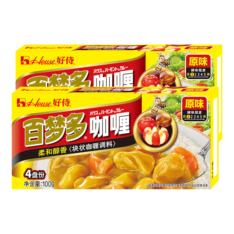 好侍（House）百梦多咖喱100g/盒*2 咖喱块 原味 日式风味块状咖喱 调味料 