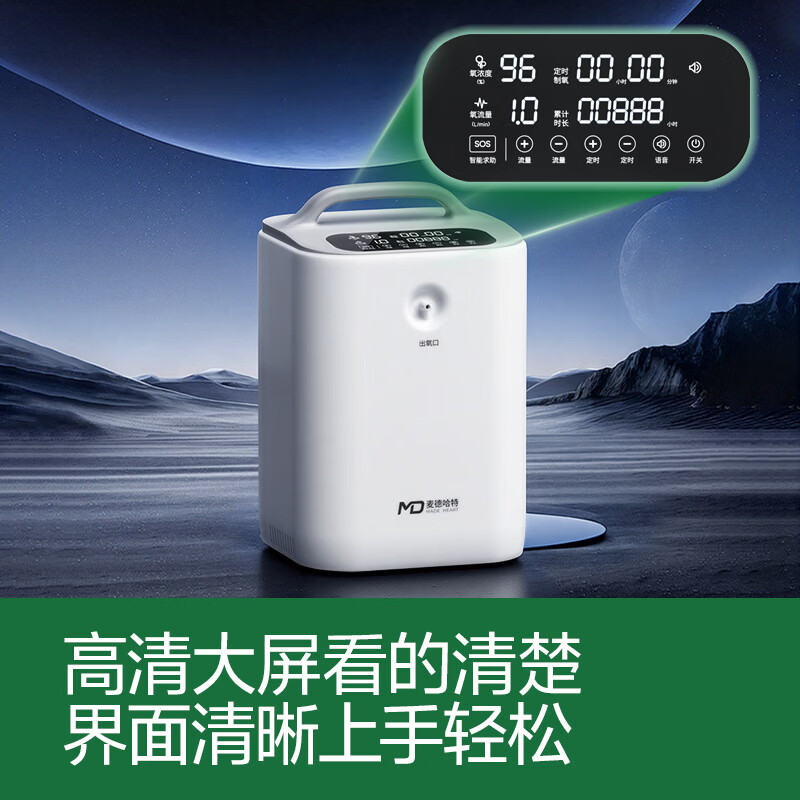 麦德哈特家用制氧机吸氧机老人氧气机5L升大流量车载高原雾化孕妇十大牌子 【立荐轻音款】1-9L流量+36分贝+96%高纯氧