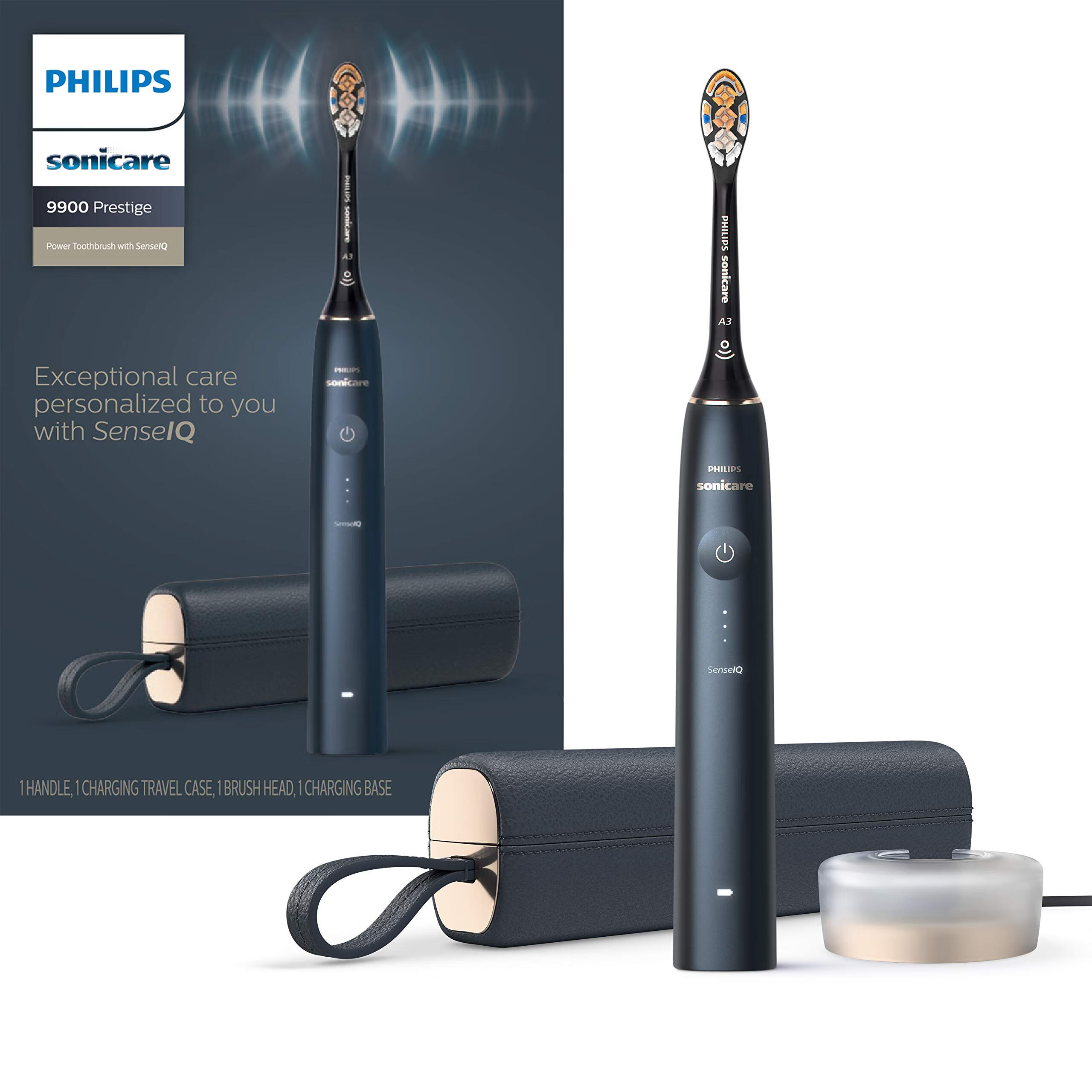 Philips Sonicare ������ 9900 ���˵綯��ˢ ���ܸ�Ӧ��� �������� ȥ������ �������� ������/Ů�� HX9990/12