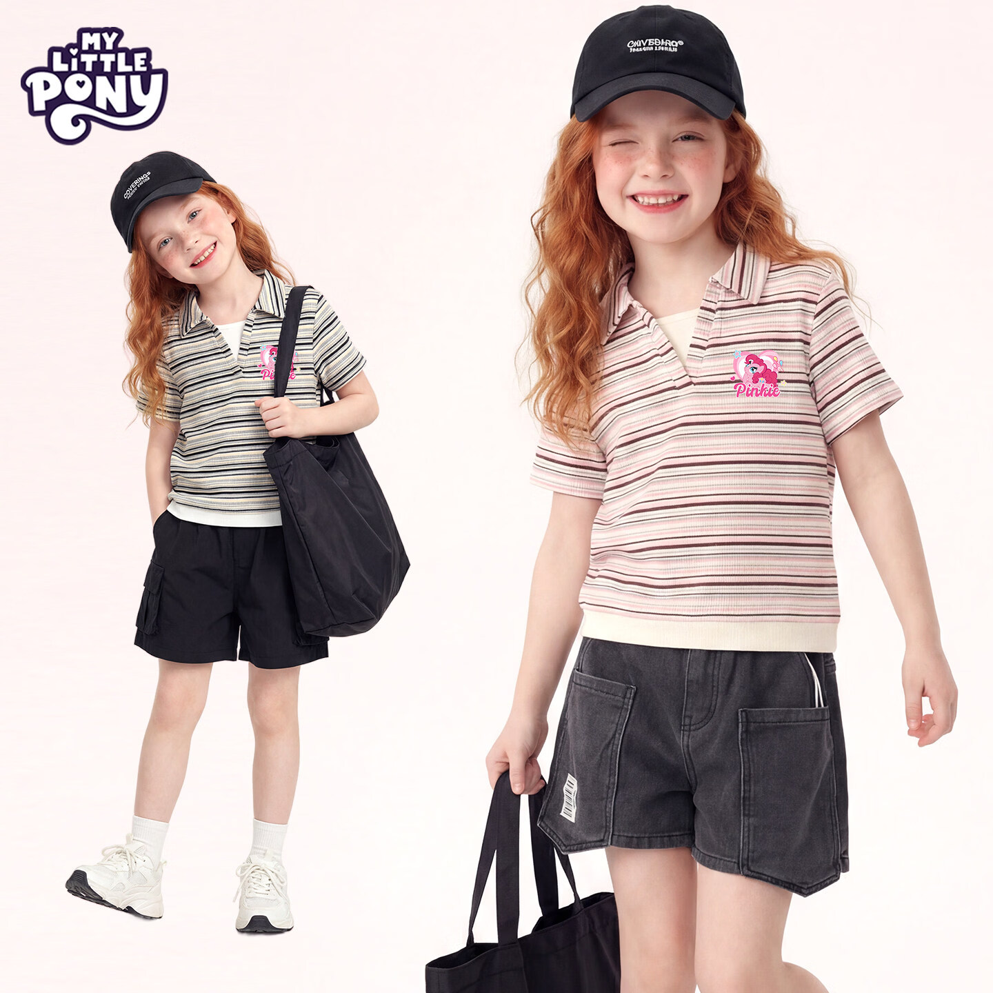 小马宝莉女童夏季短袖T恤2026新款小女孩独特Polo衫儿童休闲上衣t 【条纹Polo衫】小马珍奇粉条纹 130 130cm