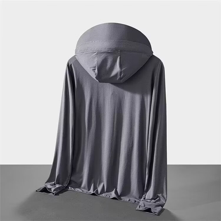 锐图森冰丝防晒衣男款2026夏季新款防晒超薄透气防晒服户外钓鱼外套上衣 帽檐防晒衣【浅灰色】 XL （建议110-125斤）