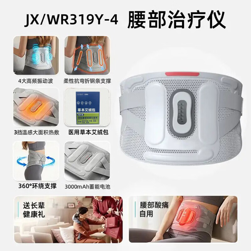 康立普（CANLIPE）医用艾灸热敷理疗仪加热护腰带腰肌劳损痛疼按摩充电式腰部按摩器 医用【腰部热垫式治疗仪】+医用艾绒包三盒