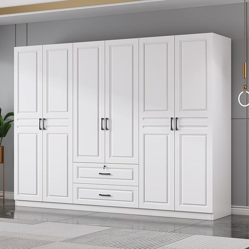 森勋欧式衣柜家用卧室实木衣柜小户型主卧带抽屉一体大容量储物收纳柜 【送货入户包安装】加深60cm+实木 黑色把手140*60*200主柜