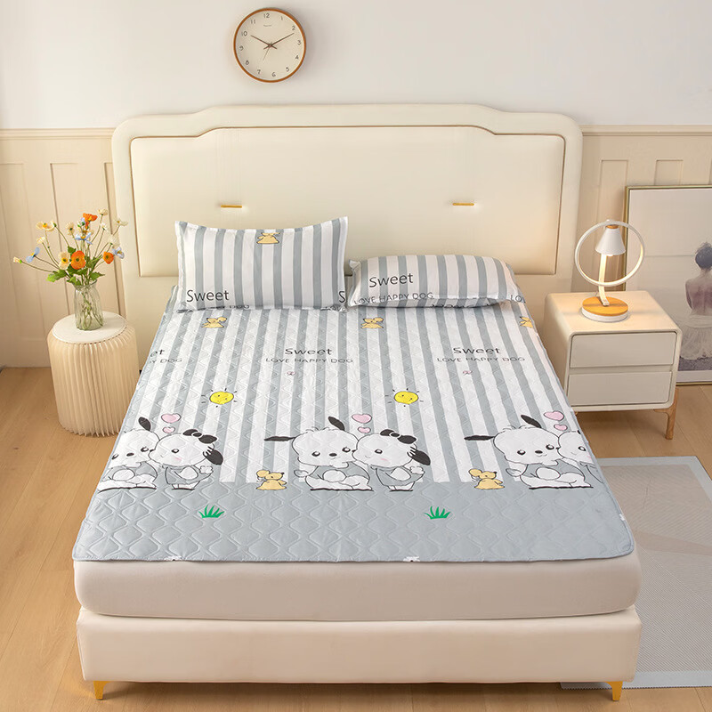 诸匠仕床笠单件床罩防水隔尿夹棉床垫保护罩防尘双人床单松紧口固定套罩 防水床垫亲亲宝贝 枕套一对