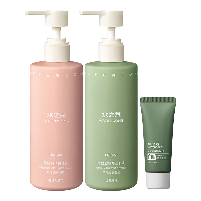 水之蔻白茶身体乳保湿补水滋润秋冬烟酰胺果酸全身清爽润肤露滋润p 果酸身体乳乳300g+烟酰胺乳300g+美白身体乳 30g 2瓶