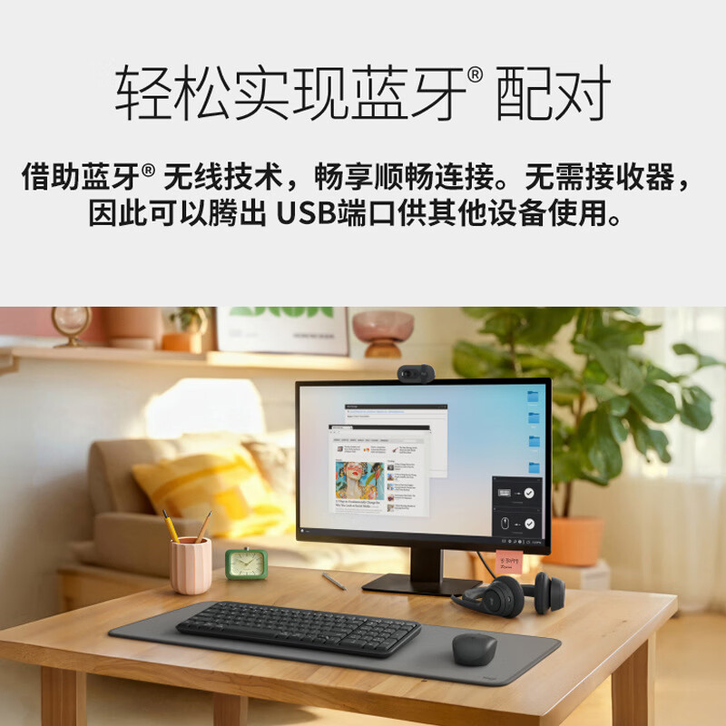罗技（Logitech）无线蓝牙键盘笔记本电脑商务办公台式便携家用超长续航K251键盘 经典黑