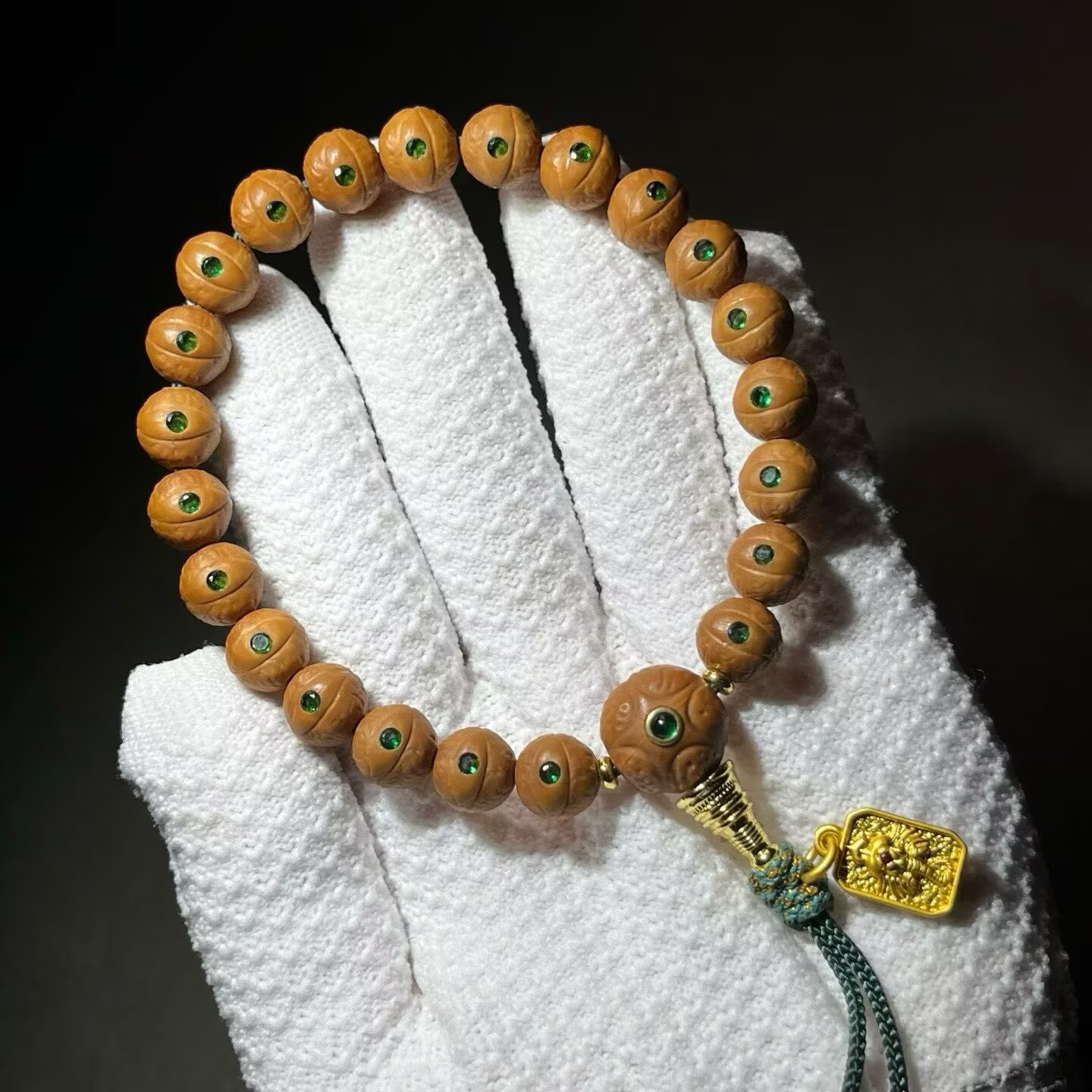 猴头精雕凤眼·小绿手串手链精挑猴头菩提雕刻而成0.9+mm/22+1颗