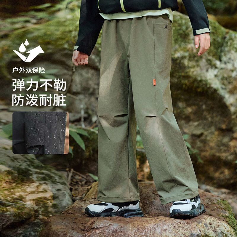 探路者（TOREAD）男女童裤子 2026年新款春夏款童装儿童两穿防泼工装裤QAMMBO95136 苍绿 170