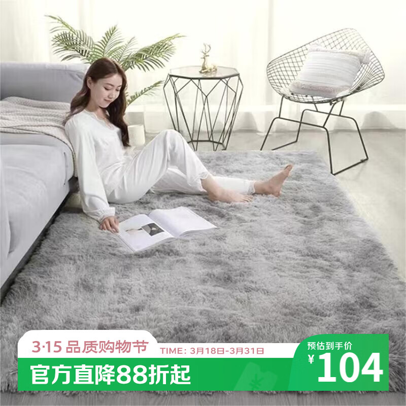 梦蜓长绒丝毛客厅地毯茶几卧室飘窗床边毯垫 160*230cm