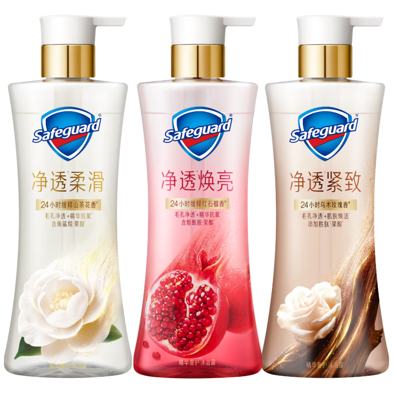 舒肤佳净透沐浴露(红石榴+山茶花+乌木)570g*3 持久留香 新老包装随机