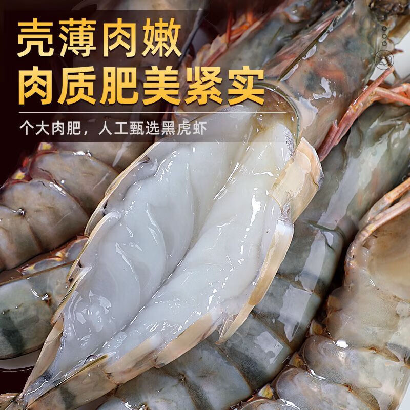 添渔港黑虎虾超大新鲜大虾老虎虾鲜活虎虾基围虾特大速冻海鲜斑竹 大号20只(1斤) 450g(净重) 2斤