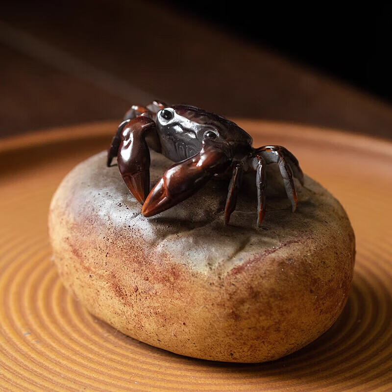 系颜陶瓷紫砂变色螃蟹茶宠摆件创意家用招财八方来财茶桌茶玩礼品茶具 [变色茶宠系列]八方来财变色螃蟹