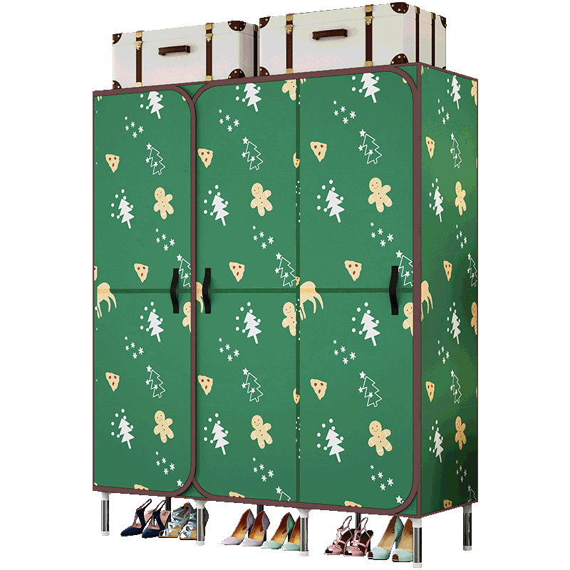 旺家星衣柜简易布艺衣柜收纳双人开门组装钢架钢管加厚加粗大号牛津布衣橱不是实木