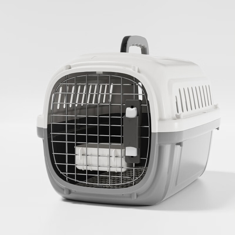Jerry猫咪便携外出防应激猫箱猫包车载托运太空舱猫笼子宠物用品 灰色/胶门款(送挂碗+隔尿板)【建议20斤内适用】 高颜值