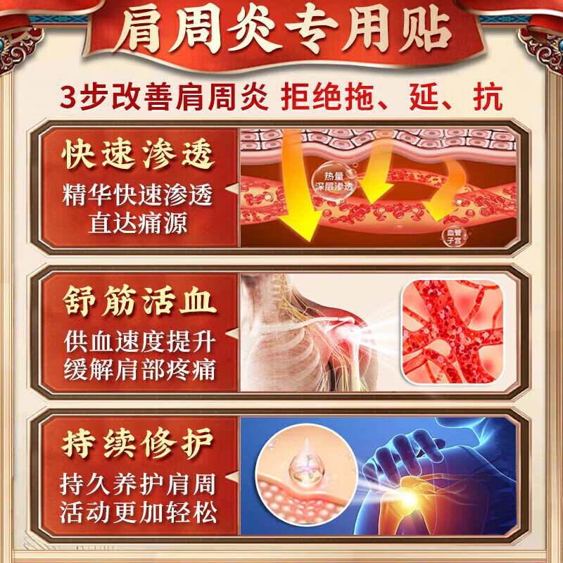 肩周炎专用贴膏i药热敷神器肩膀疼痛专用膏i药肩周劳损抬不起胳膊 特效单盒装【一盒24贴】当天见效 严重肩周炎专用贴膏