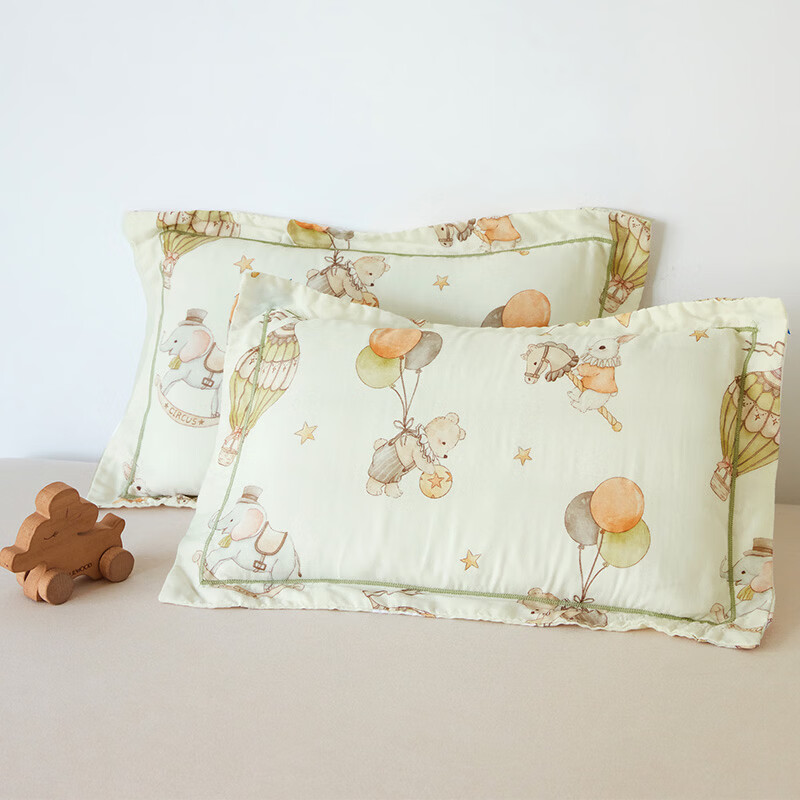 ROLAND LIVE卡通A类竹纤维婴幼儿枕套儿童枕套幼儿园单枕套不含芯亲肤透气 HSH 竹纤维儿童枕套-缤纷马戏团 一只装 40cm*60cm