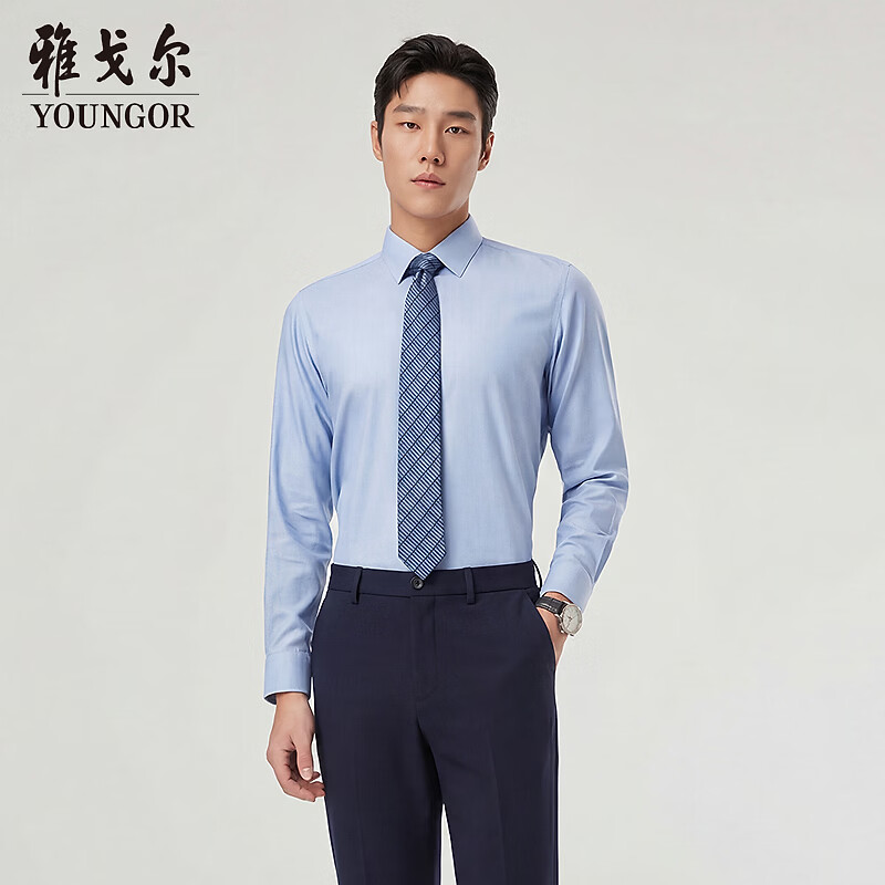 雅戈尔（YOUNGOR）2026春夏青年男长袖衬衫 蓝色 39 （170/88A）