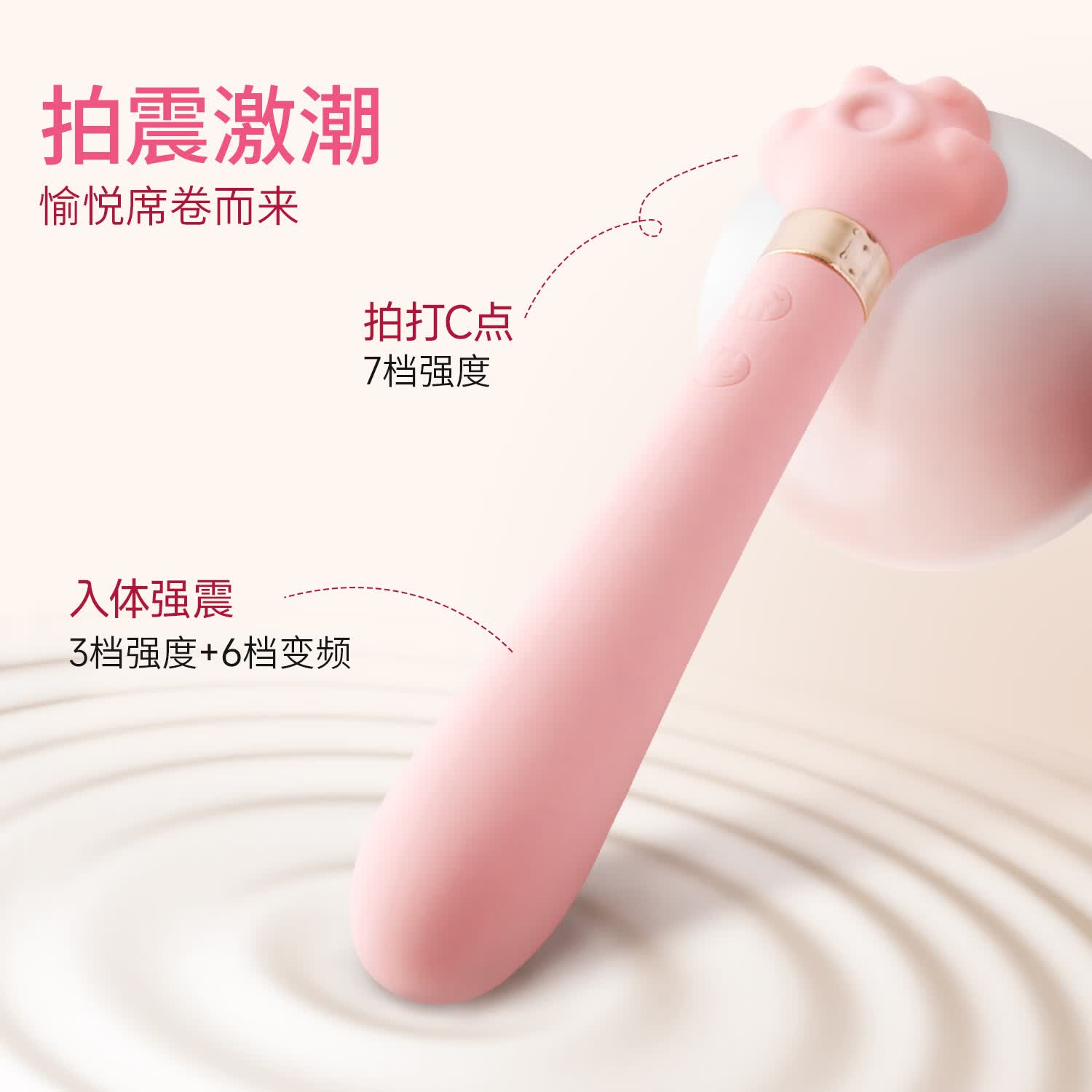 H CANDIA喵喵糖双头震动棒女用阴道玩具拍打阴蒂乳头激震G点自慰秒潮神器 喵喵糖+4D玻尿酸润滑液润护礼包