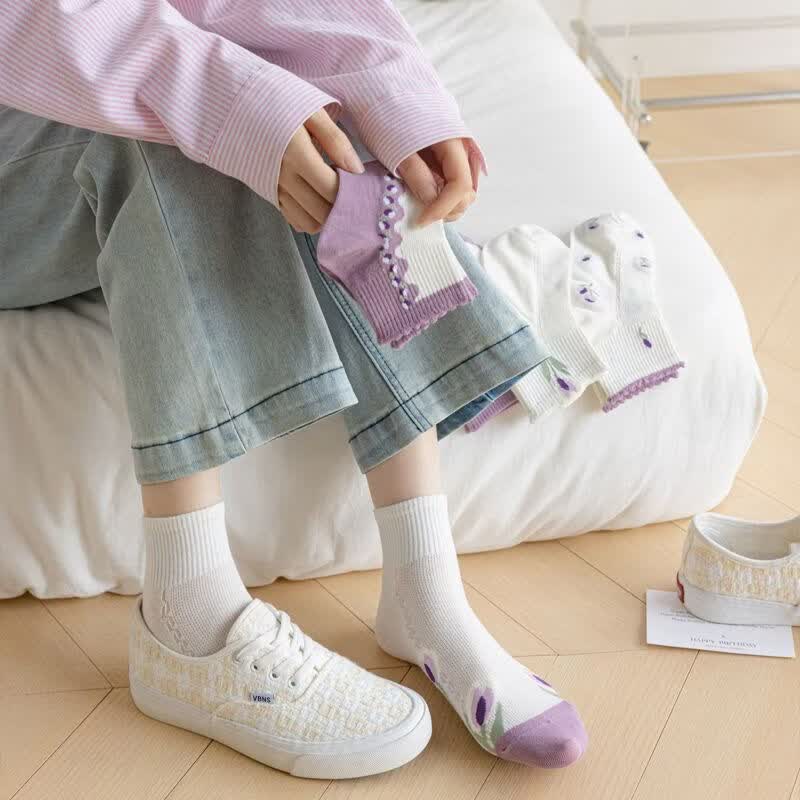 雅鹿袜子女春夏季短袜女士透气吸汗防臭运动船袜日系花边少女浅口袜子 每双几毛钱】颜色混发【共30双】 均码 雅鹿 10A抑菌/高弹透气/抗起球