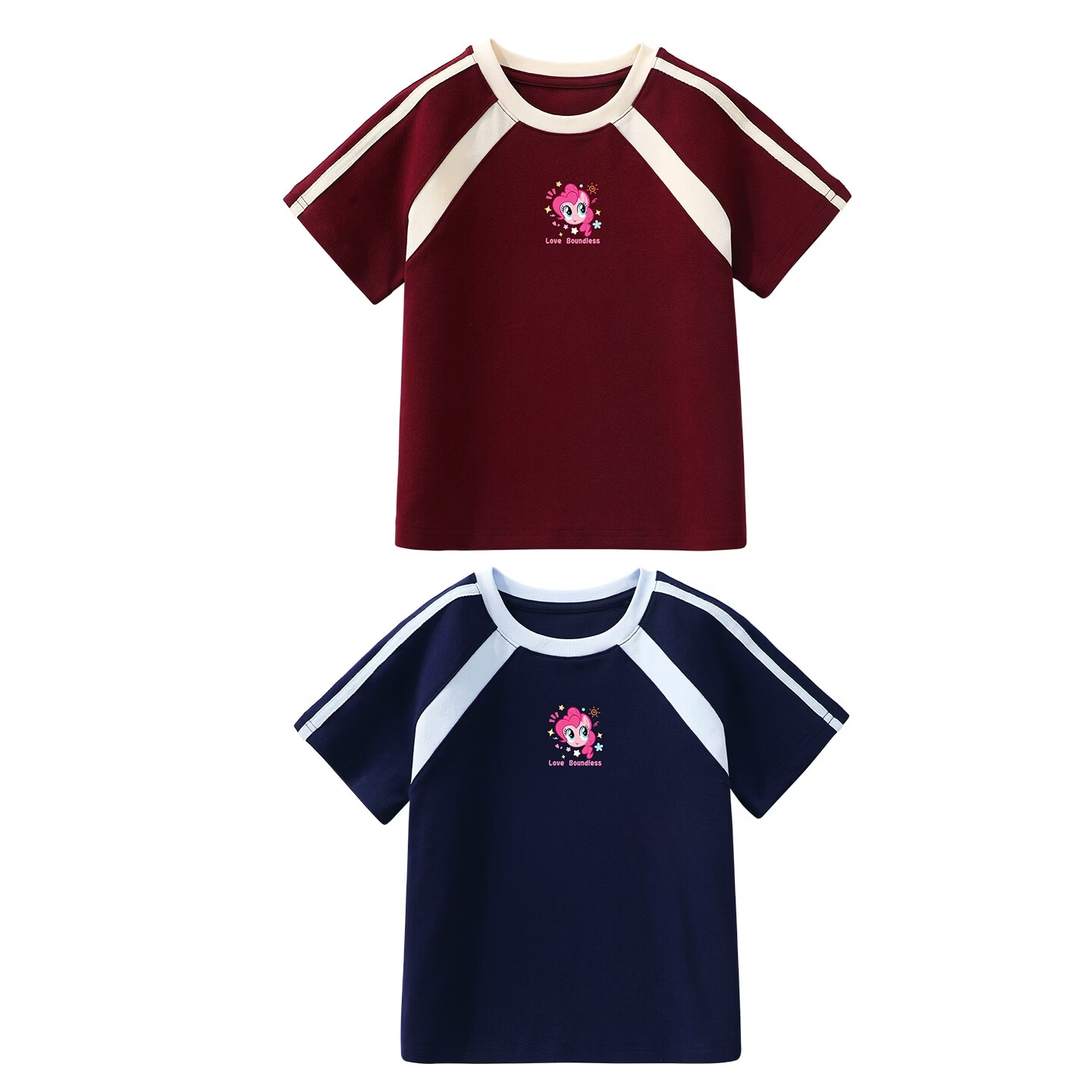 小马宝莉(MY LITTLE PONY)女童短袖T恤2026夏季新款小女孩时髦半袖儿童运动风上衣t 【圆领短袖T恤】闪耀碧琪藏青 140 140cm