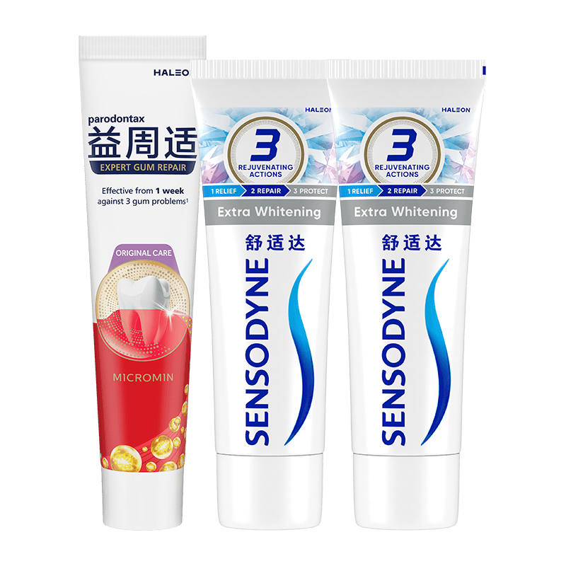 益周适强韧护龈美白成人牙膏套装310g亮白抗敏去黄含氟京东自营