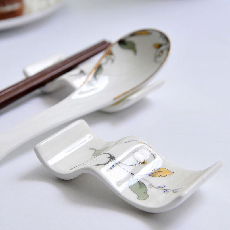 汇格5个装一级骨瓷筷子架托托筷子托托勺架勺托托陶瓷家用会所公勺公 A款波浪筷子架5个香榭丽舍