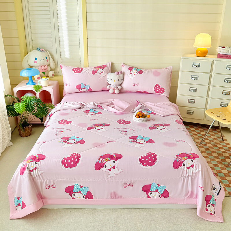 罗曼卡尼儿童卡通A类棉花夏被卡通儿童夏凉被空调被单人被 粉粉美乐蒂 200X230cm