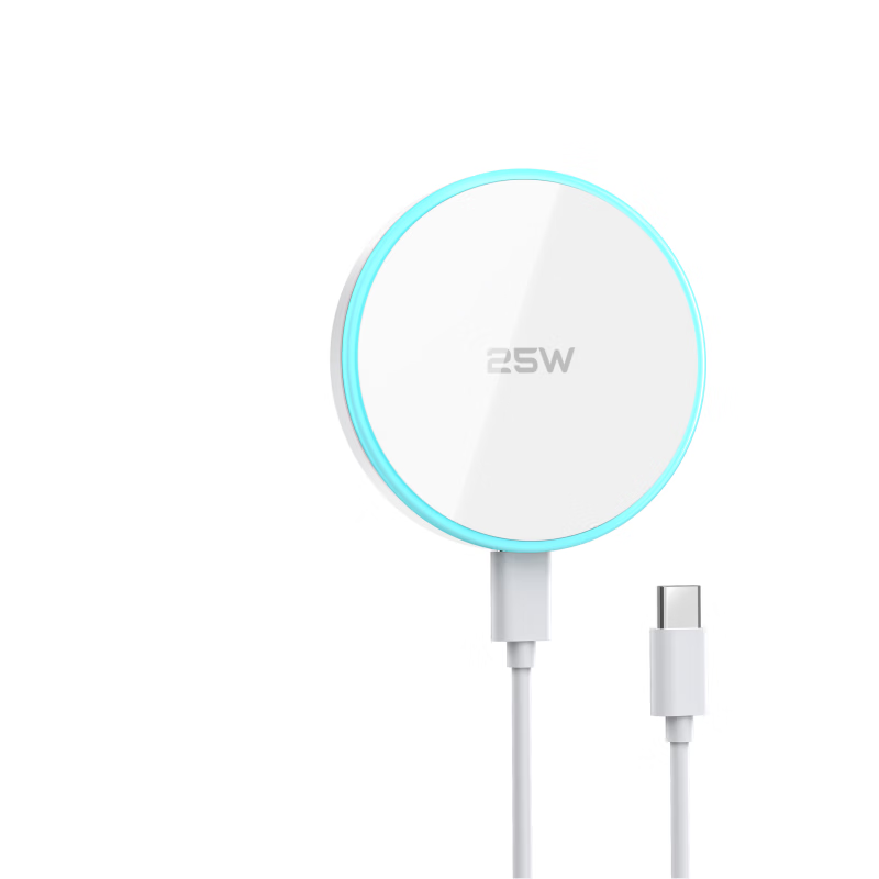 RLRZ25w磁吸无线充电器支架qi2.2适用苹果iphone17/16pro/max15plus/14/13/12磁吸手机支架magsafe快充 白色-呼吸灯款【25W无线充】