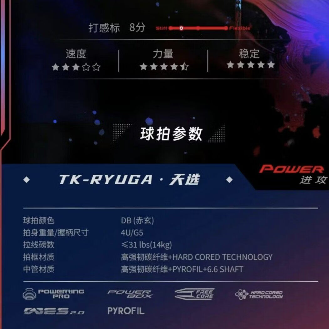 威克多(VICTOR)羽毛球拍龙牙之刃胜利全碳素单拍进攻高端黑金隼100x神速 4U空拍龙牙之刃天选RYUGA天選 4U空拍速发