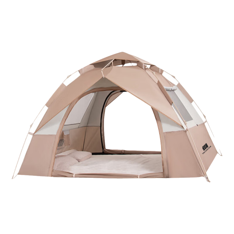 探險(xiǎn)者帳篷戶外露營帳篷全自動(dòng)免搭建折疊便攜速開野營帳篷裝備全套 4-6人【加厚銀膠/兩門兩窗/四面通風(fēng)】+防潮墊