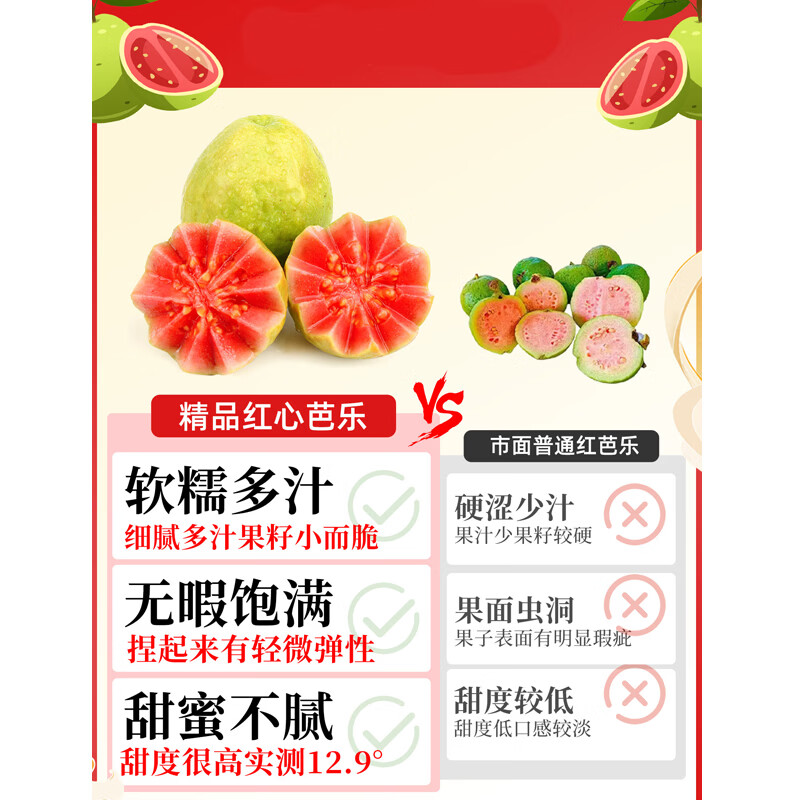 小筑倾橙广东软糯红心芭乐新鲜番石榴水果胭脂红巴乐孕妇水果整箱 3斤实惠装中果【单果120-140g】