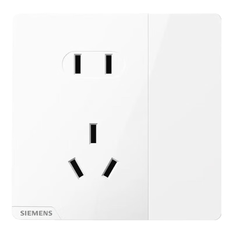 西门子（SIEMENS） 开关插座面板 五孔电源墙壁插座 皓彩系列白色  一开五孔双控