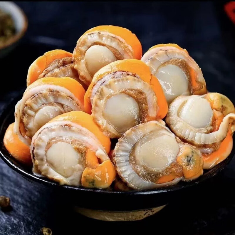 生鲜进口扇贝肉新鲜冷冻特大带黄带膏无冰衣冷冻海鲜水产 400g*1袋