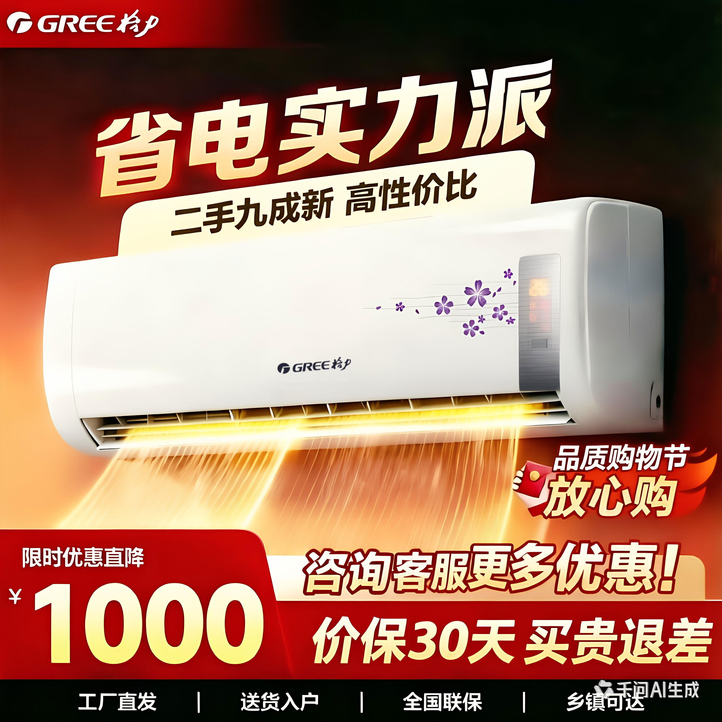 格力空调挂机大1P1.5匹 冷暖变频一级能效客厅卧室出租房公寓家用商用壁挂式冷暖变频二手9成新空调 1.5匹冷暖型&普通款 铜管3米|包安装