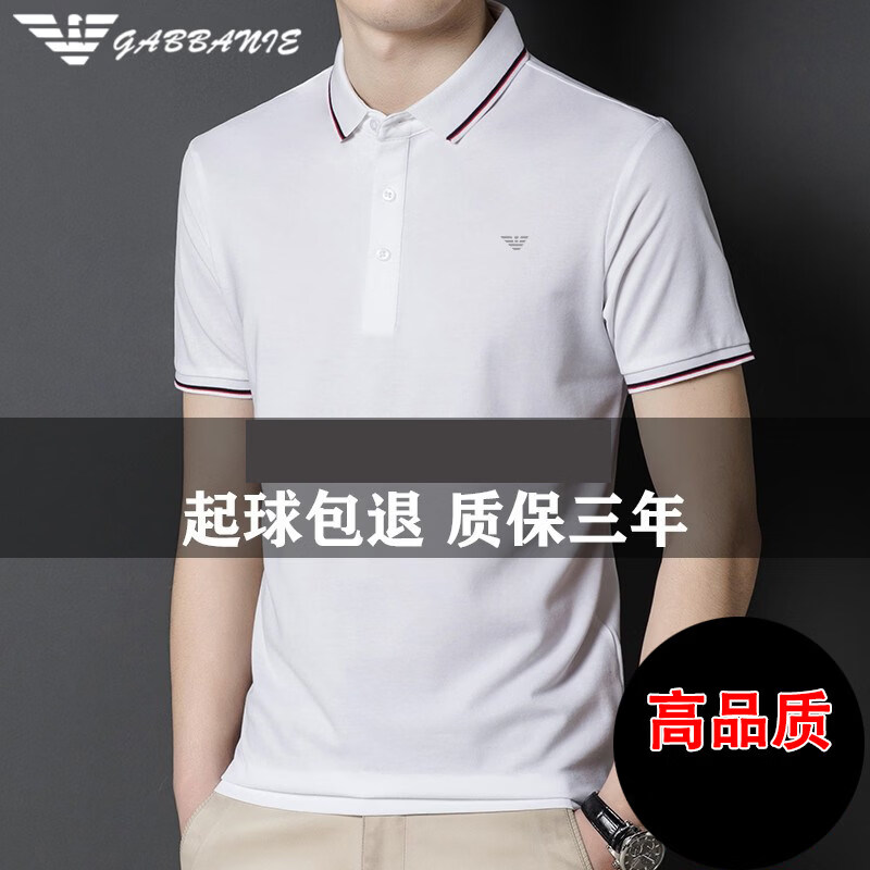 阿玛尼（ARMANI）意大利正品短袖t恤男士夏季新款中青年冰 丝高端翻领Polo衫男高端 十大奢侈品男装国际一线品牌A7809绿色 均码 175140-160斤以下