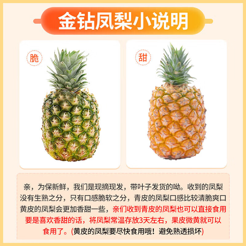 译优农正宗海南金钻凤梨新鲜热带水果当季香水金菠萝手撕小菠萝金凤梨 金钻凤梨9斤大果【3-4个】颗颗严选
