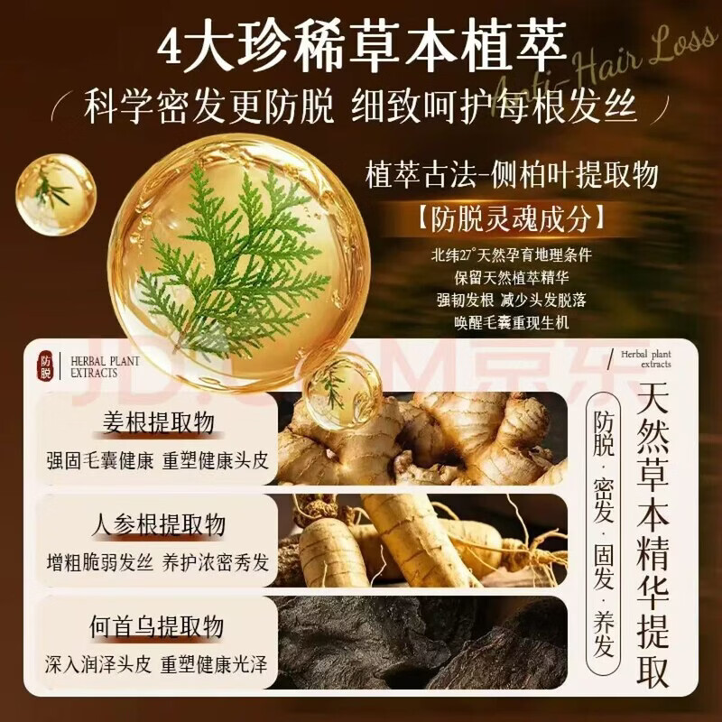 同仁堂（TRT）何首乌生姜洗发水防脱育发养发密发黑灵芝滋养白头发转养黑治发根  1瓶装防脱新体验【建议按以上套餐选择】