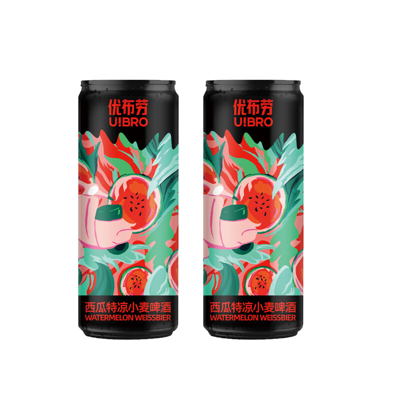 优布劳精酿啤酒组合装头道小麦/荔枝海盐/行者艾尔/船长ipa全家福 西瓜小麦 330mL 2罐 【临期】