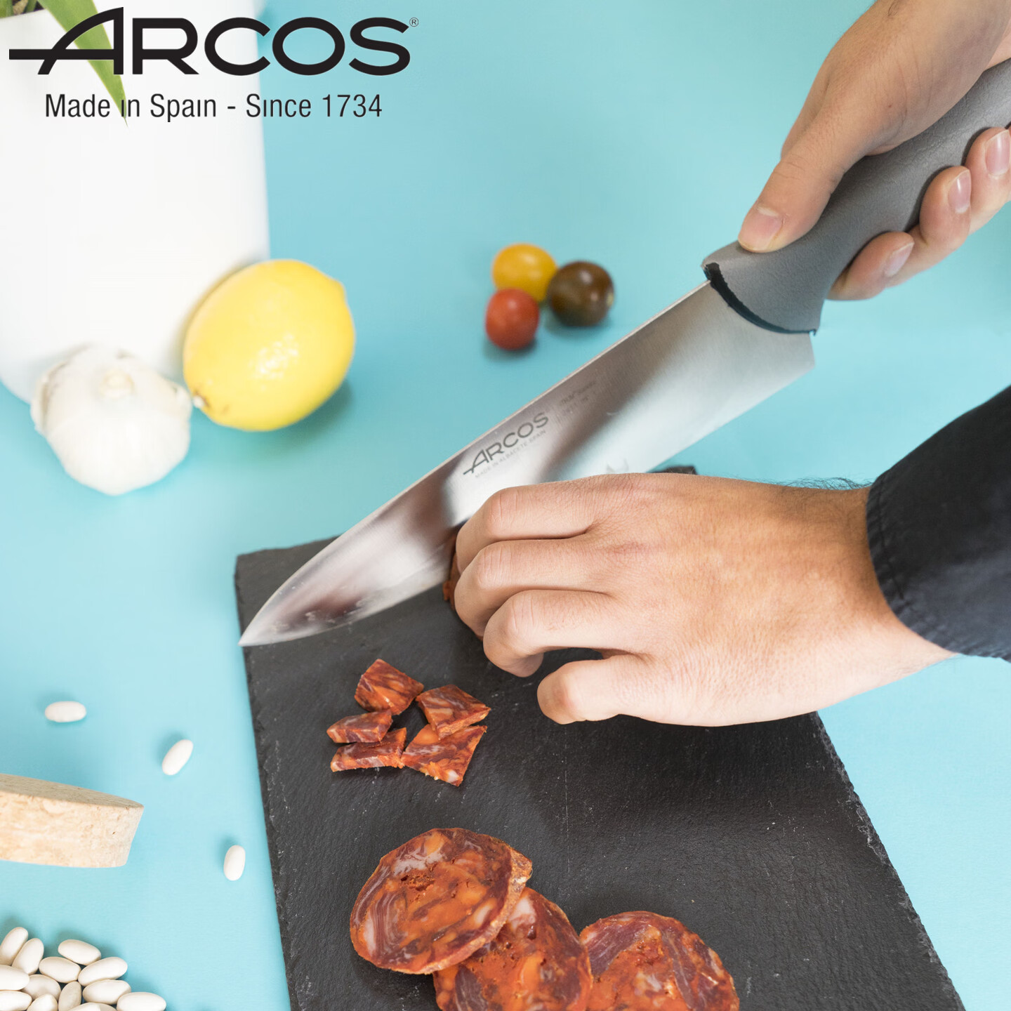 ARCOS 西班牙原装进口厨刀不锈钢厨房切菜切肉多用刀主厨刀切片刀