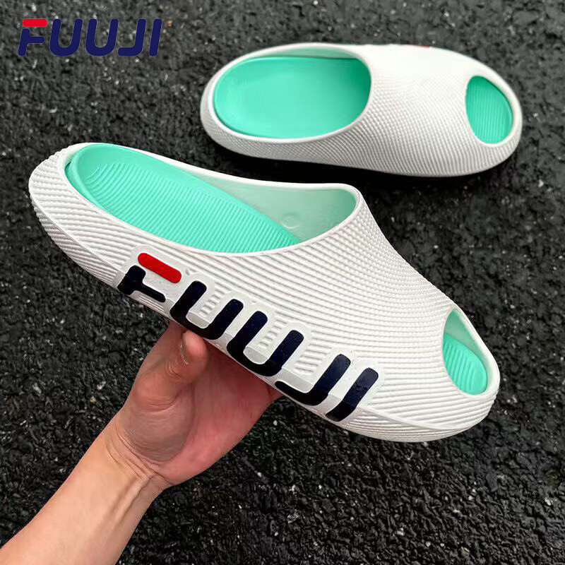 FUUJI科技感3D运动拖鞋男2026新款足弓支撑户外夏季防滑防臭凉拖厚底 白黑 44-45