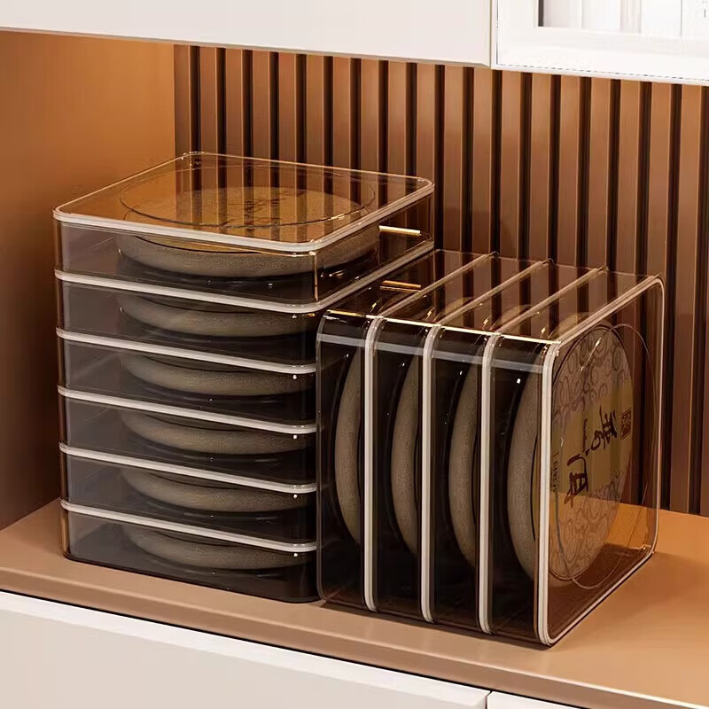 文枝茶饼收纳盒357g普洱茶盒密封防潮透明盒高档饼茶收藏盒空盒展示架 一个装【茶色茶饼盒】大号装357g