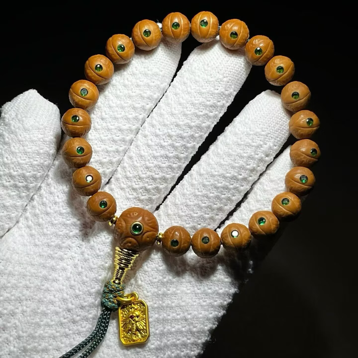 猴头精雕凤眼·小绿手串手链精挑猴头菩提雕刻而成0.9+mm/22+1颗